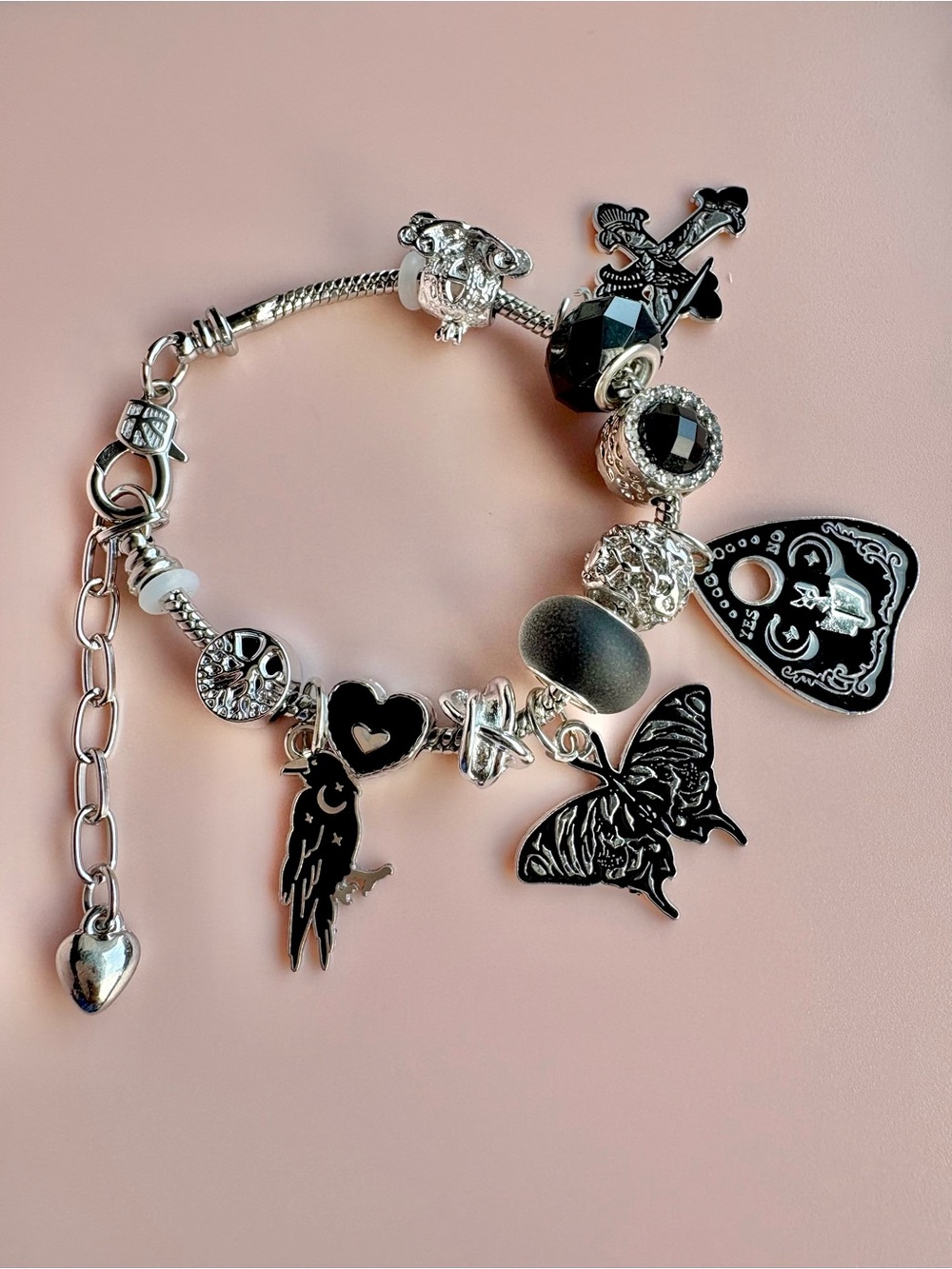 Halloween Black & Silver Charm Bracelet